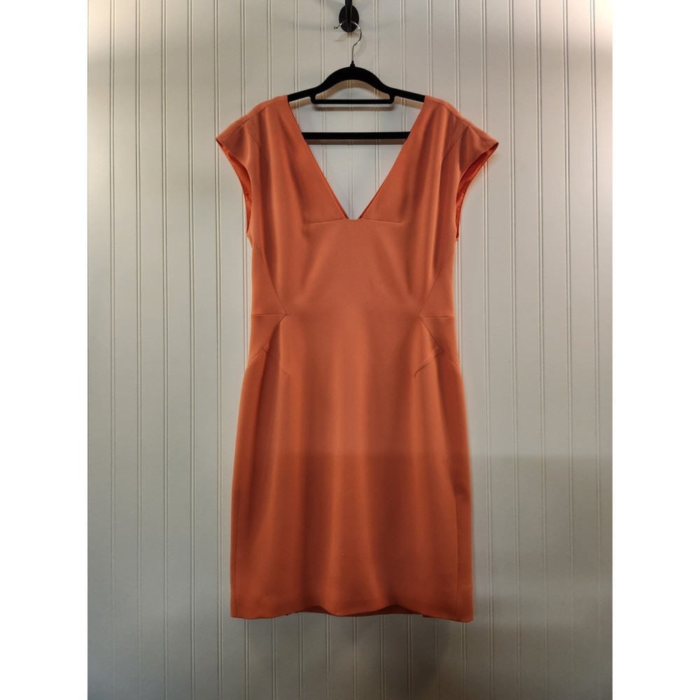 Rachel Roy Women's Peach Color V Neck & Back Fitted Pencil Dress Size 8 Cocktail